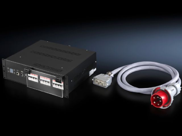 DK7955238 Rittal enclosures Blade PDU international, metered version Width 450mm Height 135mm Depth 380mm Length 4U 12xC13,12xC19, black,CEE,3~,63A - Rittal air conditioning Rittal electric cabinet Rittal busbar Rittal fan Rittal PDU DK7955.238