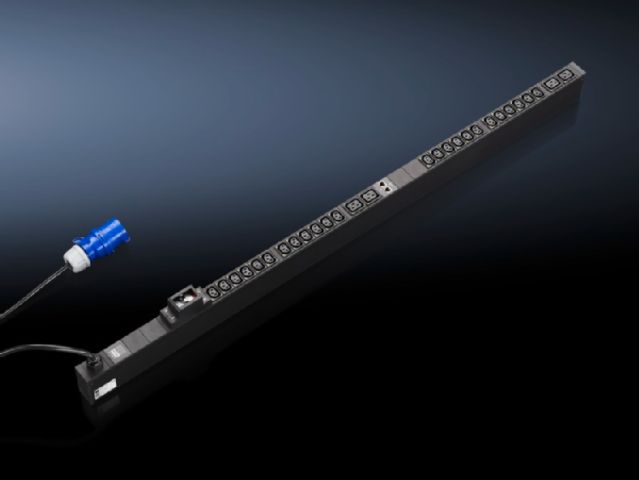 DK7955911 Rittal enclosures Slave PDU international, managed version Width 44mm Depth 85mm Length 1360mm 24xC13, 4xC19, black,CEE ,1~,32A - Rittal air conditioning Rittal electric cabinet Rittal busbar Rittal fan Rittal PDU DK7955.911