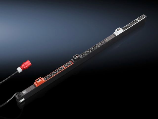 DK7955933 Rittal enclosures Slave PDU international, managed version Width 44mm Depth 85mm Length 1655mm 24xC13, 6xC19, black,CEE ,3~,32A - Rittal air conditioning Rittal electric cabinet Rittal busbar Rittal fan Rittal PDU DK7955.933