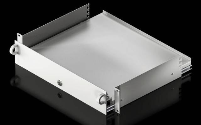 DK7281035 Rittal enclosures Keyboard drawer 2U for one 482.6mm (19) mounting level RAL7035 - Rittal air conditioning Rittal electric cabinet Rittal busbar Rittal fan Rittal PDU DK7281.035