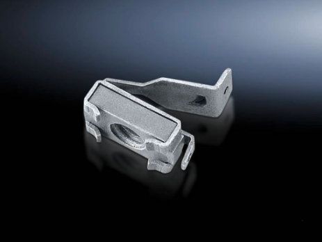 TS4165000 Rittal enclosure insert nut for enclosures and rails with 12.5x10.5mm rectangular system holes; features a compression spring as an insertion aid to ensure a secure mechanical and electrical connection within the system hole-Rittal cabinet/Rittal air conditioning/Rittal electric cabinet/Rittal fan/Rittal PDU-TS4165.000